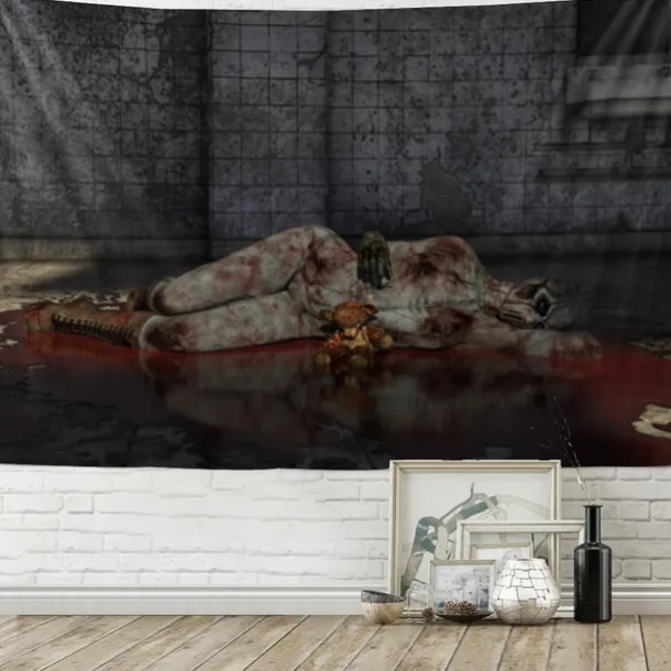 Halloween Wall Tapestry Art Deco Blanket Curtain Hanging Home Bedroom Living Room Decor Horror Bloody Halloween Decorations