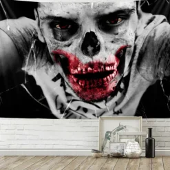 Halloween Wall Tapestry Art Deco Blanket Curtain Hanging Home Bedroom Living Room Decor Horror Bloody Halloween Decorations