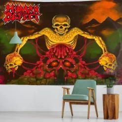 Halloween Wall Tapestry Decorative Art Blanket Curtains Hanging Home Bedroom Living Room Decor Thriller Horror Bloody Hands Goofy Skeleton Pumpkin Halloween Decorations