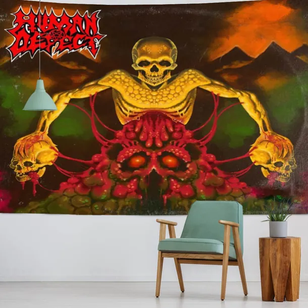 Halloween Wall Tapestry Decorative Art Blanket Curtains Hanging Home Bedroom Living Room Decor Thriller Horror Bloody Hands Goofy Skeleton Pumpkin Halloween Decorations