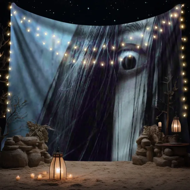 Halloween Wall Tapestry Decorative Art Blanket Curtains Hanging Home Bedroom Living Room Decor Thriller Horror Bloody Hands Goofy Skeleton Pumpkin Halloween Decorations