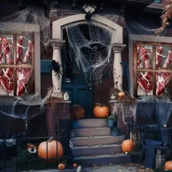 Halloween Window Cover Decorations, Fabric Bloody Hand Creepy Halloween Curtain Horror Movie Poster Window Door Covering Decor for Haunted House, Scary Halloween Window Clings Decals Indoor Outdoor