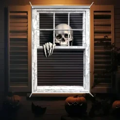 Halloween Window Curtain Skeleton Peeking Through Blinds, Scary Door Cover, Window cover, Wall Tapestry for 2025 Halloween Spooky Home Decoration
