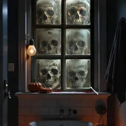 Halloween Window Curtain Creepy Skull Collage Black and White, Scary Door Cover, Window cover, Wall Tapestry for 2025 Halloween Haunted House and Home decoration