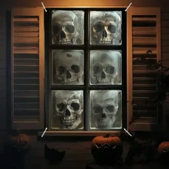 Halloween Window Curtain Creepy Skull Collage Black and White, Scary Door Cover, Window cover, Wall Tapestry for 2025 Halloween Haunted House and Home decoration