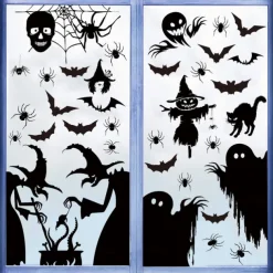 Halloween Window Sticker Set, 4 Sheets Double Sided Ghost Window Decals, Halloween Decoration Ghost Stickers for Windows Glass Walls and Party Supplies