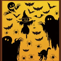 Halloween Window Sticker Set, 4 Sheets Double Sided Ghost Window Decals, Halloween Decoration Ghost Stickers for Windows Glass Walls and Party Supplies