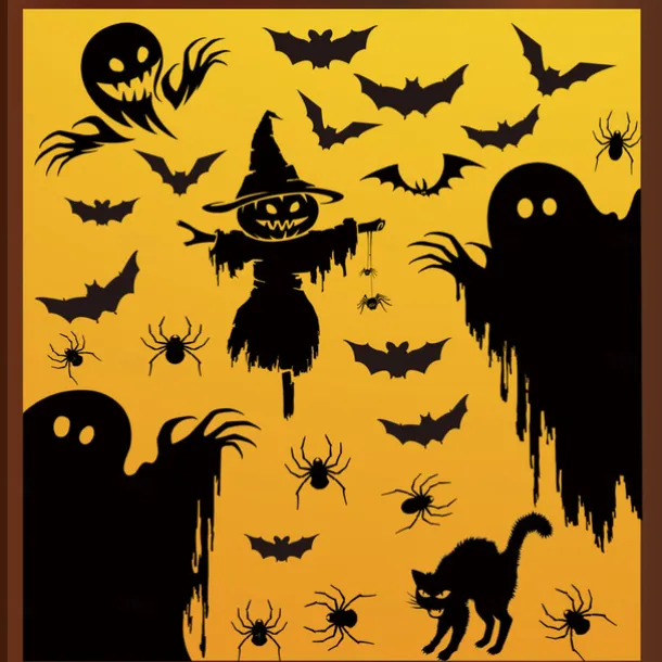 Halloween Window Sticker Set, 4 Sheets Double Sided Ghost Window Decals, Halloween Decoration Ghost Stickers for Windows Glass Walls and Party Supplies