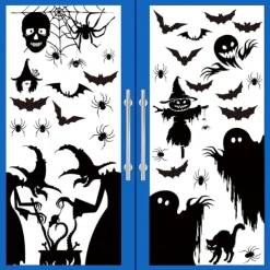 Halloween Window Sticker Set, 4 Sheets Double Sided Ghost Window Decals, Halloween Decoration Ghost Stickers for Windows Glass Walls and Party Supplies