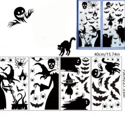Halloween Window Sticker Set, 4 Sheets Double Sided Ghost Window Decals, Halloween Decoration Ghost Stickers for Windows Glass Walls and Party Supplies