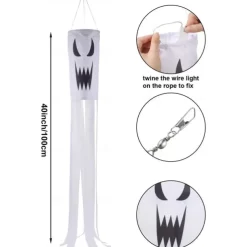 Halloween Windsock Flag 39 Inch Spooky Cartoon Flag Wind Socks Pumpkin Bat Ghost Monster Outdoor Hanging Decoration for Home Yard Patio Lawn Garden Tree Party Decoration