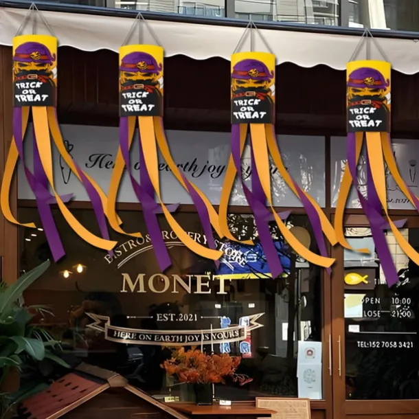 Halloween Windsocks Scary Halloween Hanging Windsock Flag Halloween Decorations for Outdoor Indoor Garden Home Yard Party Supplies