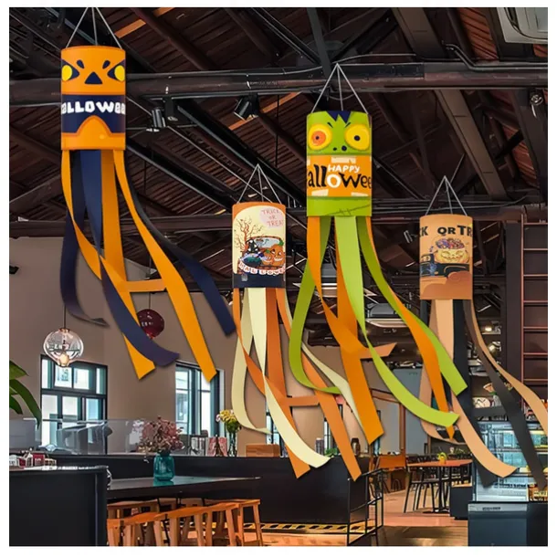 Halloween Windsocks Scary Halloween Hanging Windsock Flag Halloween Decorations for Outdoor Indoor Garden Home Yard Party Supplies