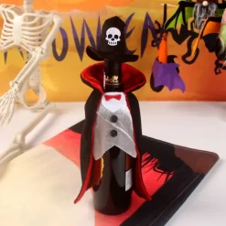 Halloween Wine Bottle Dress Cover Champagne Bag Dining Table Halloween Potluck Countertop Wine Bottle Decoration