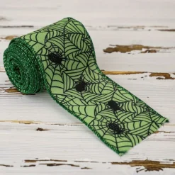 Halloween Wired Edge Ribbon 4 Rolls Bat Spider Pumpkin Printed Ribbon Witch Legs Hat Dot Grosgrain Ribbons for Halloween Home Wreath DIY Craft Floral Bow