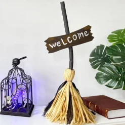 Halloween Witch Broom Prop Halloween Supplies,Decorations,with Music and Lights Photography Club Props Halloween Broomstick