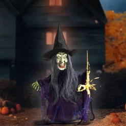 Halloween Witch Decorations, Halloween Witches Open Witch Figures Halloween Decorations Sound Active - Home Decor, Party Gift Supplies, Indoor Outdoor with Lighted Eyes