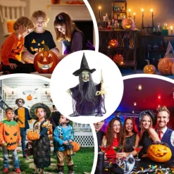 Halloween Witch Decorations, Halloween Witches Open Witch Figures Halloween Decorations Sound Active - Home Decor, Party Gift Supplies, Indoor Outdoor with Lighted Eyes