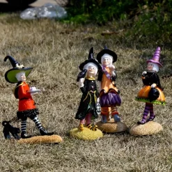 Halloween Witch Doll Resin Figurines Tabletop Ornament Home Office Decoration Boys Girls Birthday Festival Gift Collectibles