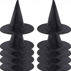 Halloween Witch Hat Black Pointed Wizard Hat for Adults, Oxford Fabric Halloween Costume Accessory, Horror Party Decor for Cosplay, 1 Pack