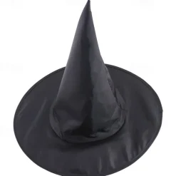 Halloween Witch Hat Black Pointed Wizard Hat for Adults, Oxford Fabric Halloween Costume Accessory, Horror Party Decor for Cosplay, 1 Pack