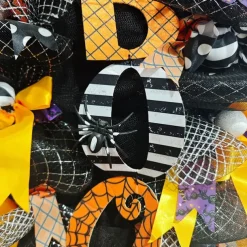 Halloween Witch Wreath with Hat Legs Pumpkin Door Wreath,Artificial Wall Wreath for Outdoor Halloween Home Decor