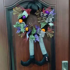 Halloween Wreath Door Hanging Wreath Skeleton Haunted House Decoration Pendant