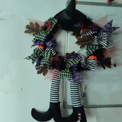 Halloween Wreath Door Hanging Wreath Skeleton Haunted House Decoration Pendant