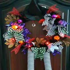 Halloween Wreath Door Hanging Wreath Skeleton Haunted House Decoration Pendant