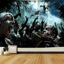 Halloween Zombie Hanging Tapestry Wall Art Large Tapestry Mural Decor Photograph Backdrop Blanket Curtain Home Bedroom Living Room Decoration Halloween Decorations