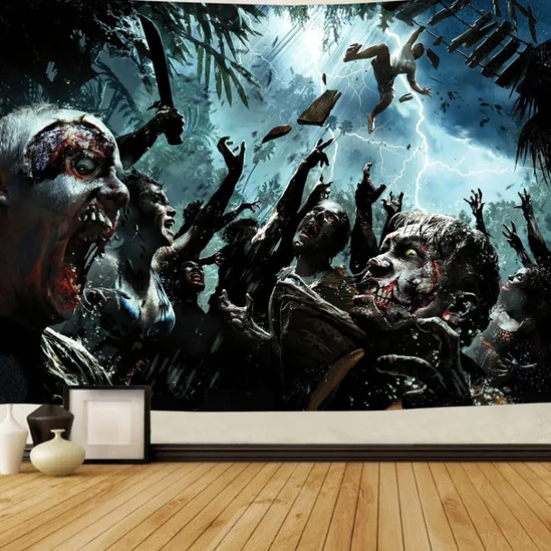 Halloween Zombie Hanging Tapestry Wall Art Large Tapestry Mural Decor Photograph Backdrop Blanket Curtain Home Bedroom Living Room Decoration Halloween Decorations