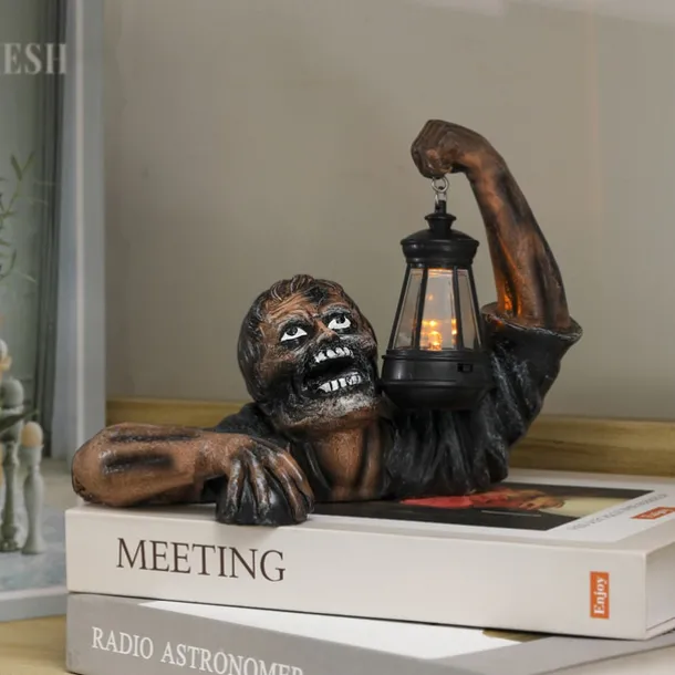 Halloween Zombie Lantern Resin Craft Ornament Outdoor Garden Decorations Horror Zombie Statue