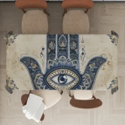 Hamasa Hand Ramadan Rectangle Tablecloth Waterproof Rectangular Table Cloth for Kitchen Dining