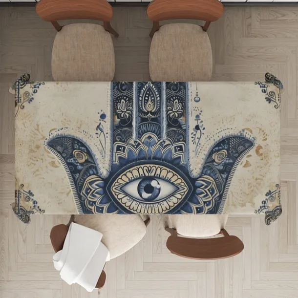 Hamasa Hand Ramadan Rectangle Tablecloth Waterproof Rectangular Table Cloth for Kitchen Dining