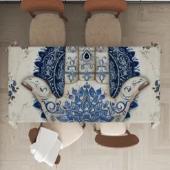 Hamasa Hand Ramadan Rectangle Tablecloth Waterproof Rectangular Table Cloth for Kitchen Dining