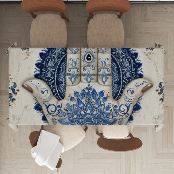Hamasa Hand Ramadan Rectangle Tablecloth Waterproof Rectangular Table Cloth for Kitchen Dining