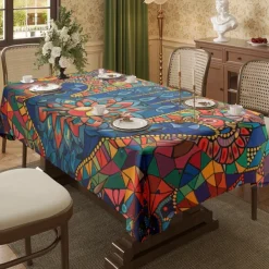 Hamasa Hand Ramadan Rectangle Tablecloth Waterproof Rectangular Table Cloth for Kitchen Dining