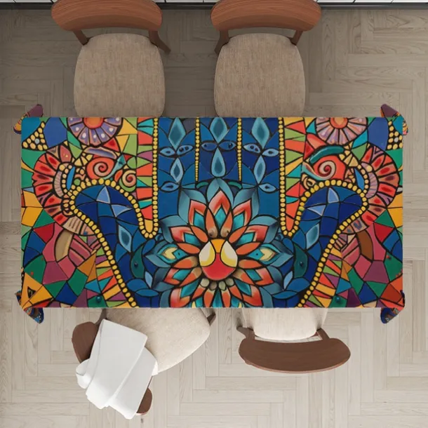 Hamasa Hand Ramadan Rectangle Tablecloth Waterproof Rectangular Table Cloth for Kitchen Dining