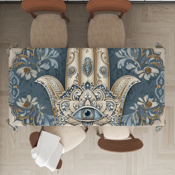 Hamasa Hand Ramadan Rectangle Tablecloth Waterproof Rectangular Table Cloth for Kitchen Dining