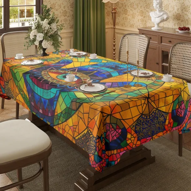 Hamasa Hand Ramadan Rectangle Tablecloth Waterproof Rectangular Table Cloth for Kitchen Dining