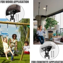 Hammock Hanging Kit, 360° Rotate 1000 Lb Capacity Heavy Duty Swing Permanent Antirust Stainless Steel Silent Ultra Durable Hooks, Multiple Indoor Outdoor Gym Yoga Tree Hammock Chair Sandbag Swing Sets