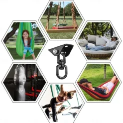 Hammock Hanging Kit, 360° Rotate 1000 Lb Capacity Heavy Duty Swing Permanent Antirust Stainless Steel Silent Ultra Durable Hooks, Multiple Indoor Outdoor Gym Yoga Tree Hammock Chair Sandbag Swing Sets