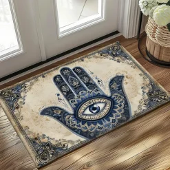 Hamsa Hand Ramadan Doormat Floor Mats Washable Rugs Kitchen Mat Non-Slip Oil Proof Rug Indoor Outdoor Mat Bedroom Decor Bathroom Mat Entrance Rug