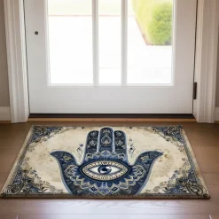 Hamsa Hand Ramadan Doormat Floor Mats Washable Rugs Kitchen Mat Non-Slip Oil Proof Rug Indoor Outdoor Mat Bedroom Decor Bathroom Mat Entrance Rug