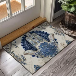 Hamsa Hand Ramadan Doormat Floor Mats Washable Rugs Kitchen Mat Non-Slip Oil Proof Rug Indoor Outdoor Mat Bedroom Decor Bathroom Mat Entrance Rug