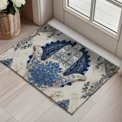 Hamsa Hand Ramadan Doormat Floor Mats Washable Rugs Kitchen Mat Non-Slip Oil Proof Rug Indoor Outdoor Mat Bedroom Decor Bathroom Mat Entrance Rug