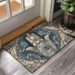 Hamsa Hand Ramadan Doormat Floor Mats Washable Rugs Kitchen Mat Non-Slip Oil Proof Rug Indoor Outdoor Mat Bedroom Decor Bathroom Mat Entrance Rug