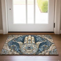 Hamsa Hand Ramadan Doormat Floor Mats Washable Rugs Kitchen Mat Non-Slip Oil Proof Rug Indoor Outdoor Mat Bedroom Decor Bathroom Mat Entrance Rug