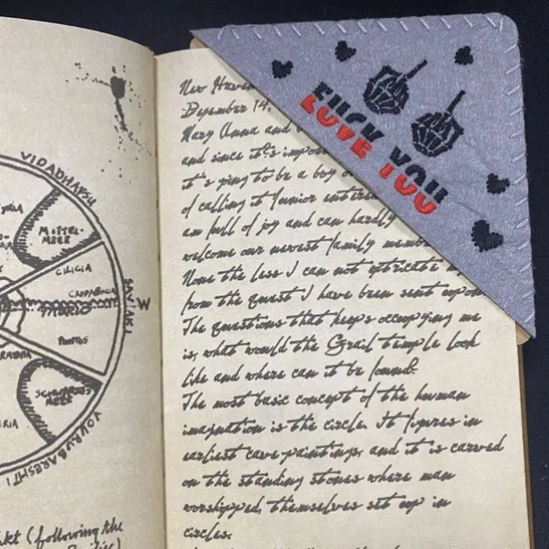 Hand Embroidered Corner Bookmark, Valentine's Day Heart Design Gift, Cute Flower Letter Embroidery, Felt Triangle Page Corner Handmade Bookmark, Decorative Bookmarks for Book Lovers