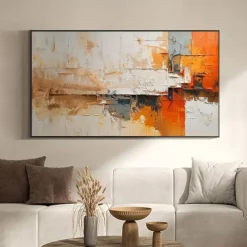 Hand Paint Abstract Orange Minimalist Oil Painting On Canvas Original Modern Textured Wall Art Custom Concise Painting Large Living Room Home Decor No Frame